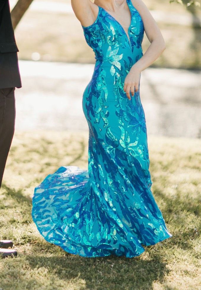 Jovani Size 2 Prom Turquoise Blue Mermaid Dress on Queenly