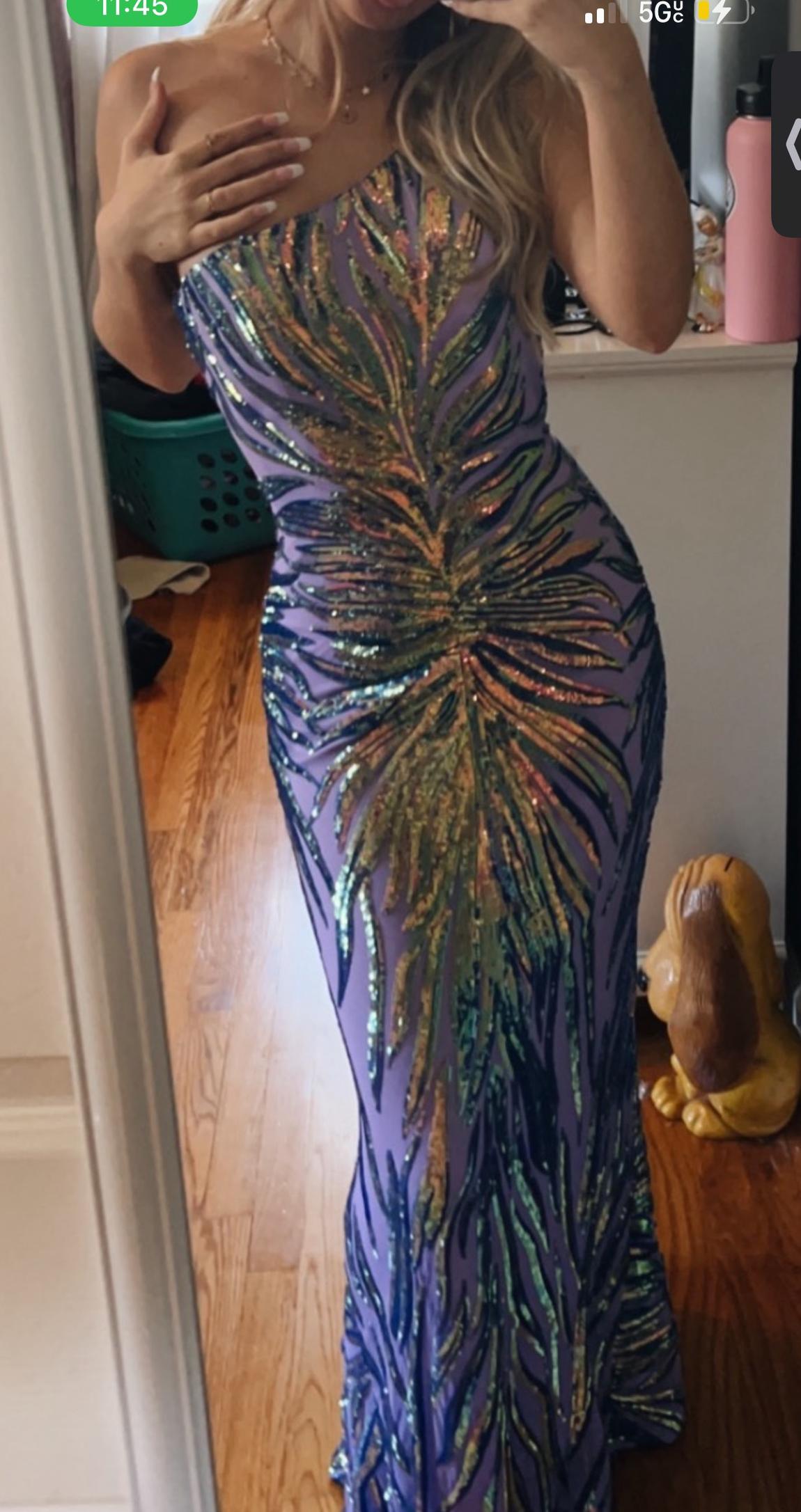 Jovani Size 4 Prom One Shoulder Light Purple Mermaid Dress on Queenly