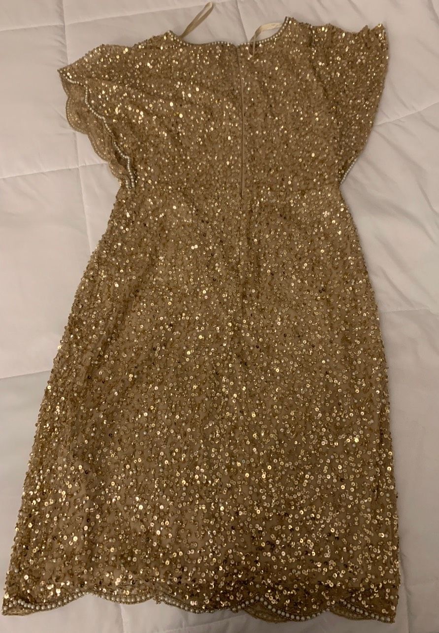 Size 10 Homecoming Sequined Gold Cocktail Dress on Queenly