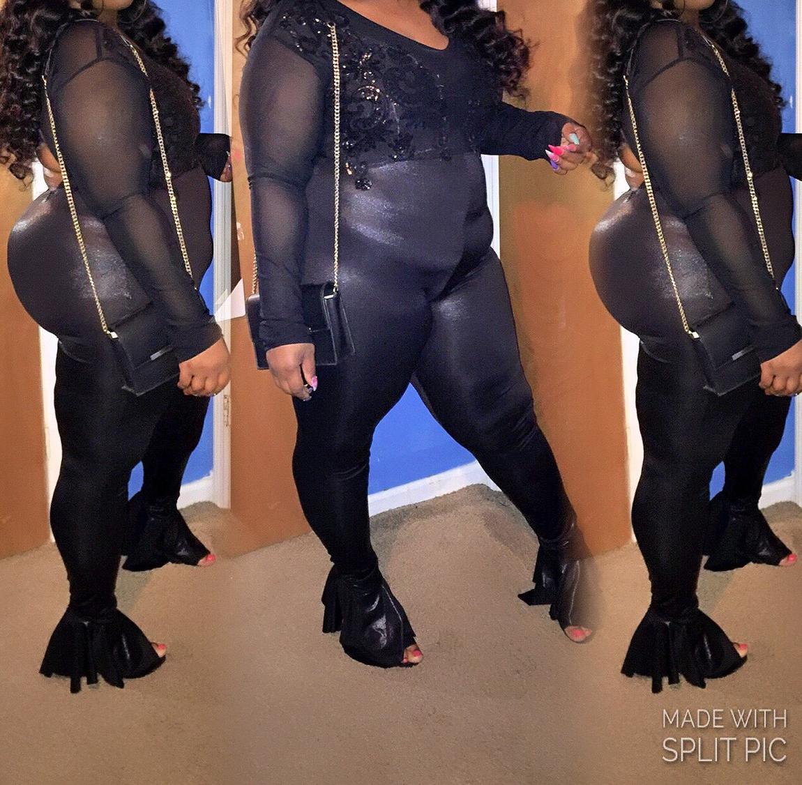 Custom Made Plus Size 20 Sheer Black Formal Jumpsuit on Queenly