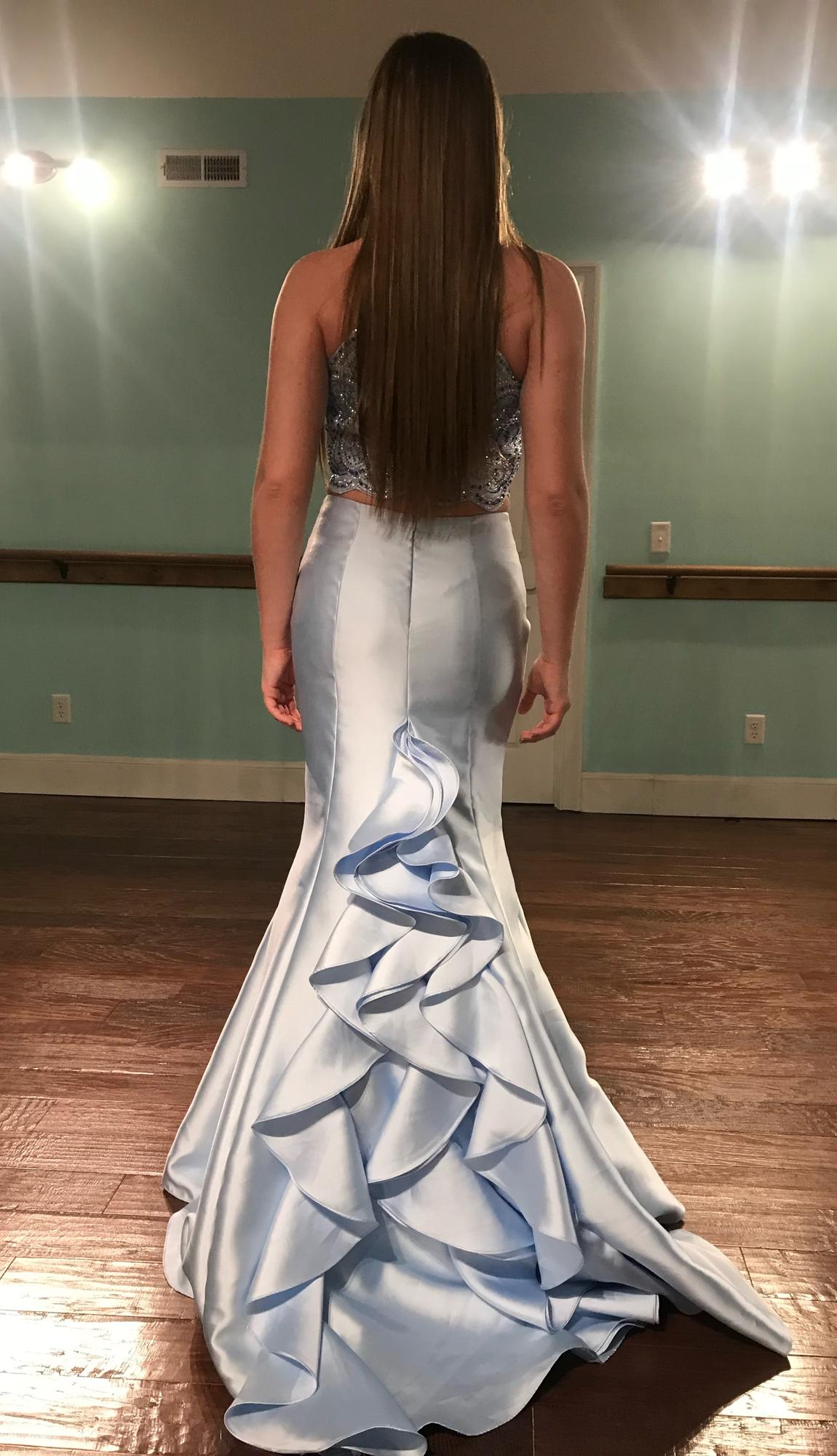 Size 2 Halter Light Blue Mermaid Dress on Queenly