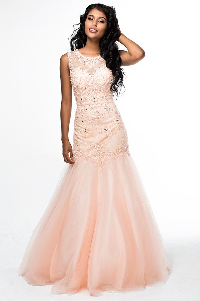 Style 16353 Brit Cameron Size 2 Prom Lace Coral Mermaid Dress on Queenly