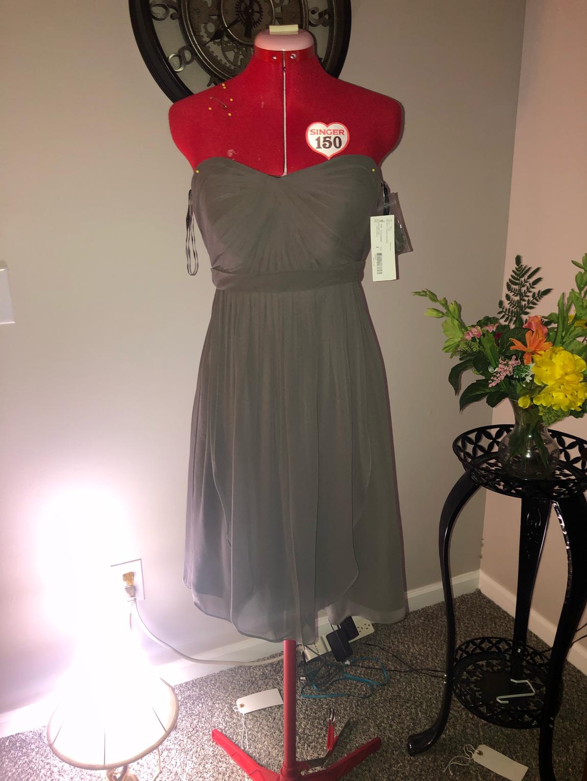 Jenny Yoo Size 2 Strapless Silver Cocktail Dress on Queenly