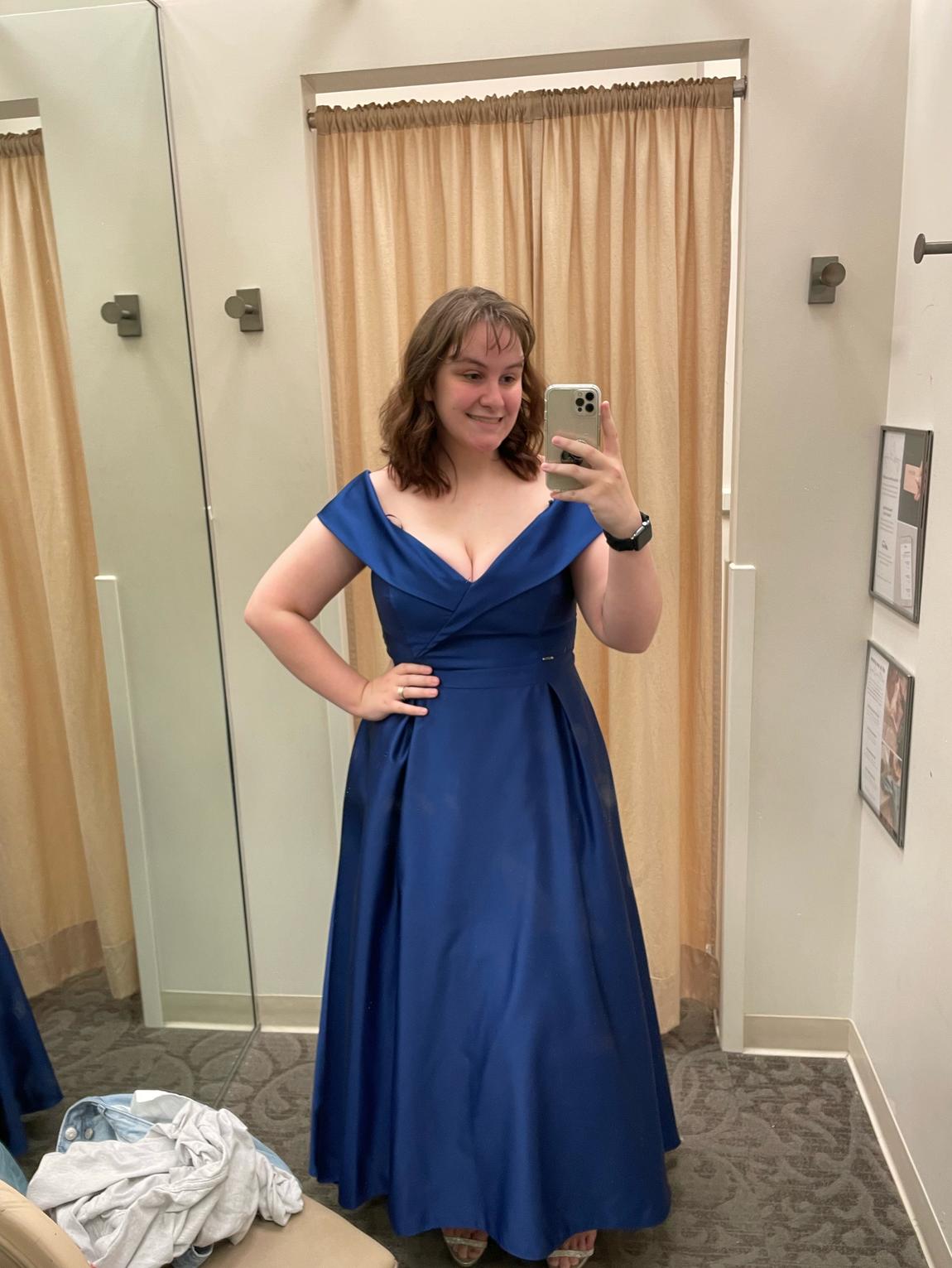Oleg Cassini Plus Size 18 Prom Blue Ball Gown on Queenly