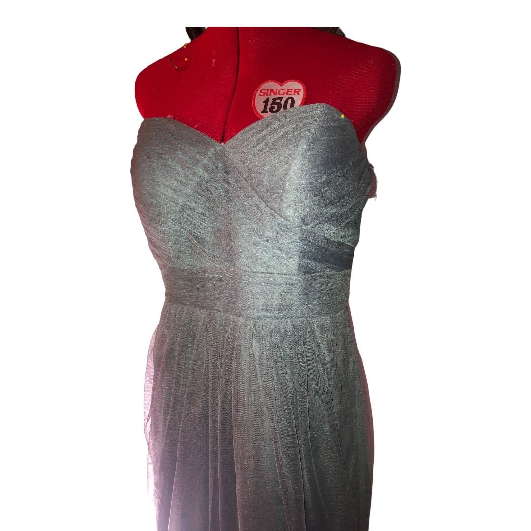 Jenny Yoo Size 14 Strapless Silver Cocktail Dress on Queenly