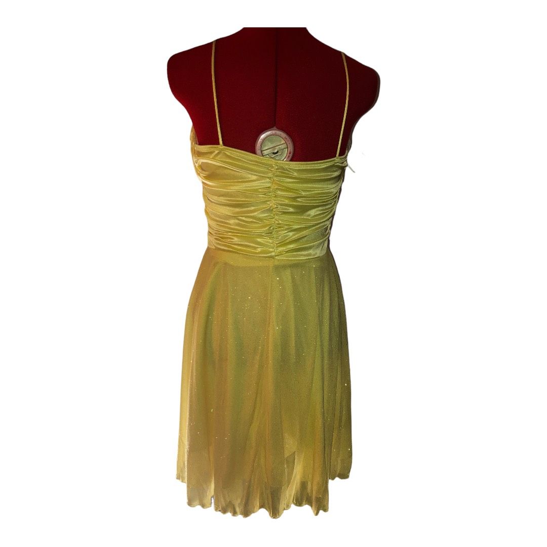 My Michelle Size 10 Satin Yellow Cocktail Dress on Queenly