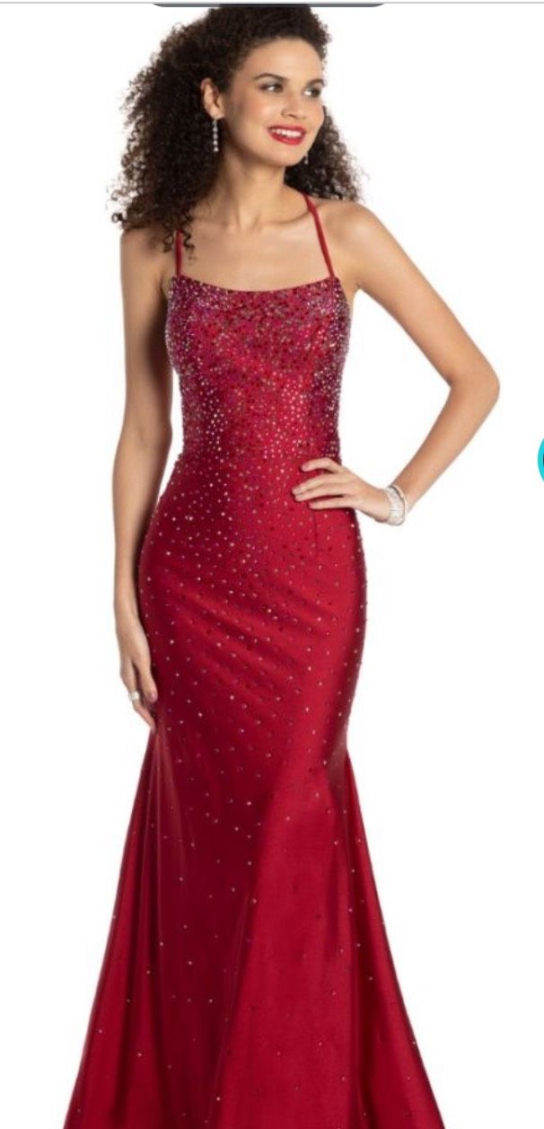 Camille La Vie Size 2 Sequined Red Mermaid Dress on Queenly