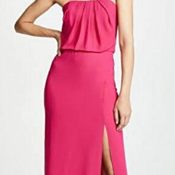 Halston Heritage Size 0 Prom Strapless Pink Side Slit Dress on Queenly