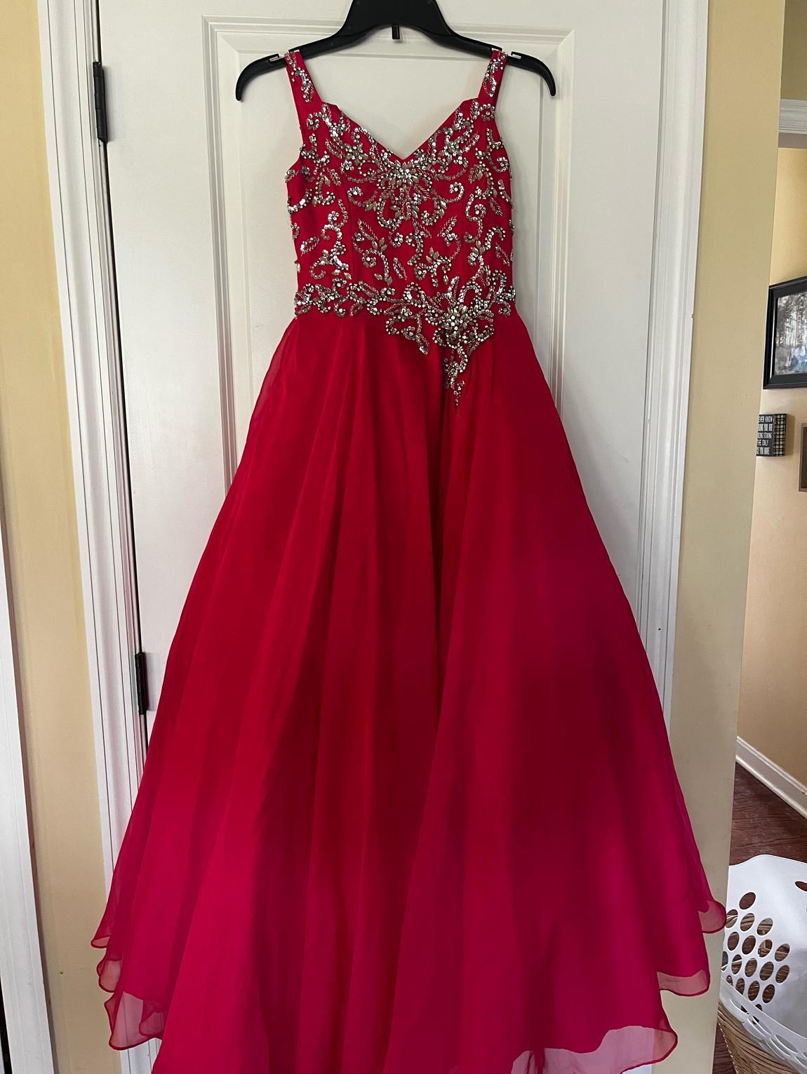 Mac Duggal Girls Size 10 Pageant Hot Pink Ball Gown on Queenly