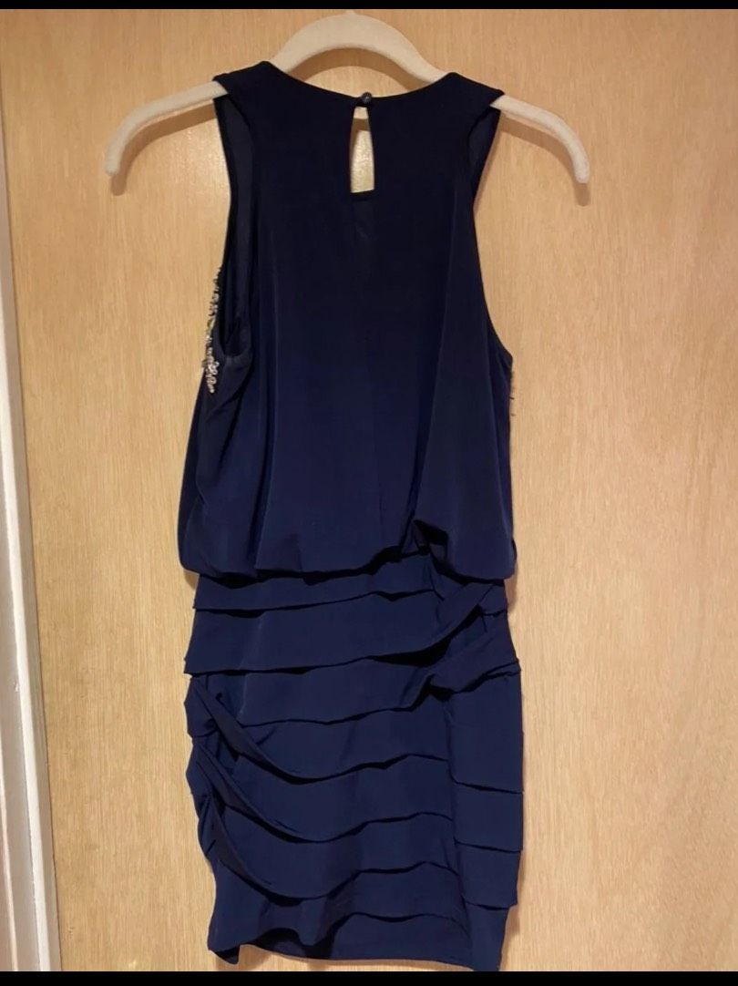 Way-In Size 4 Sequined Navy Blue Cocktail Dress on Queenly