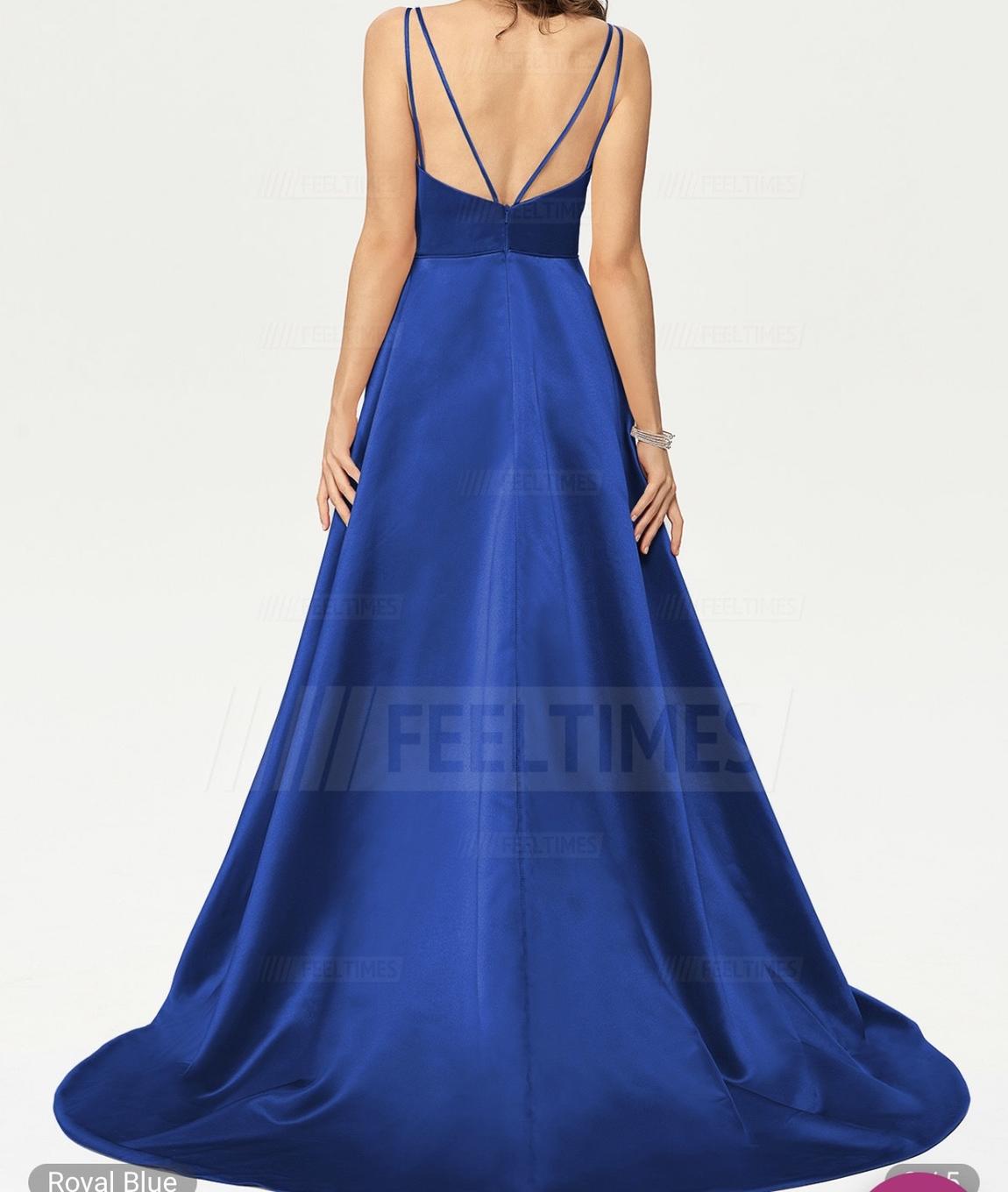 Size 12 Satin Blue A-line Dress on Queenly