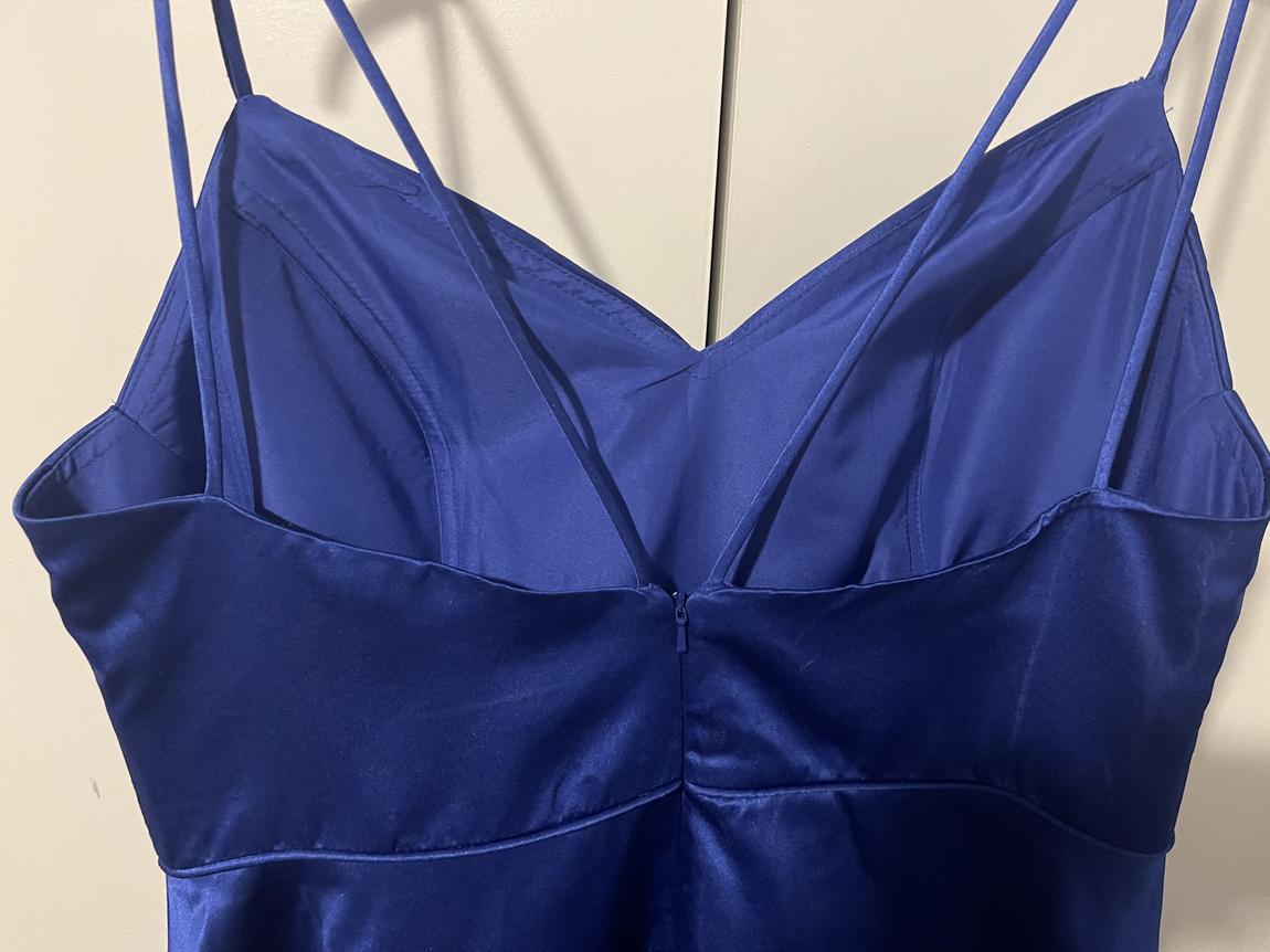 Size 12 Satin Blue A-line Dress on Queenly
