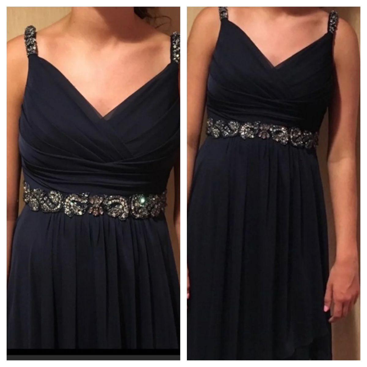Cachet Size 4 Sequined Navy Blue Cocktail Dress on Queenly