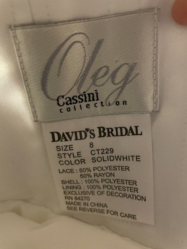 Oleg Cassini Size 8 White Dress With Train on Queenly