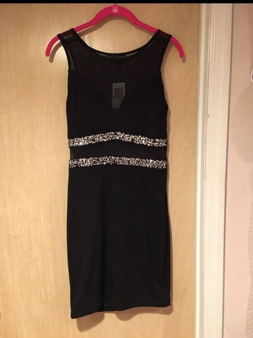 City Studio Girls Size 3 Sequined Black Cocktail Dress on Queenly