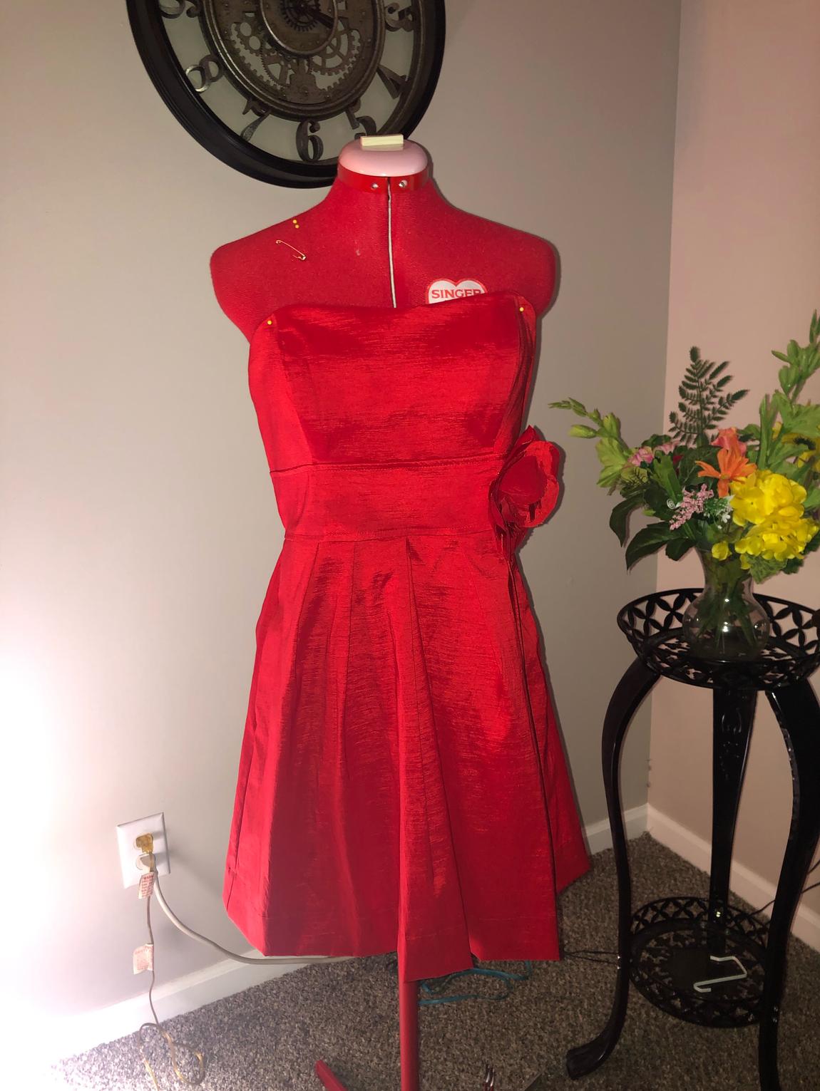 Blondie Nites Size 12 Strapless Red Cocktail Dress on Queenly