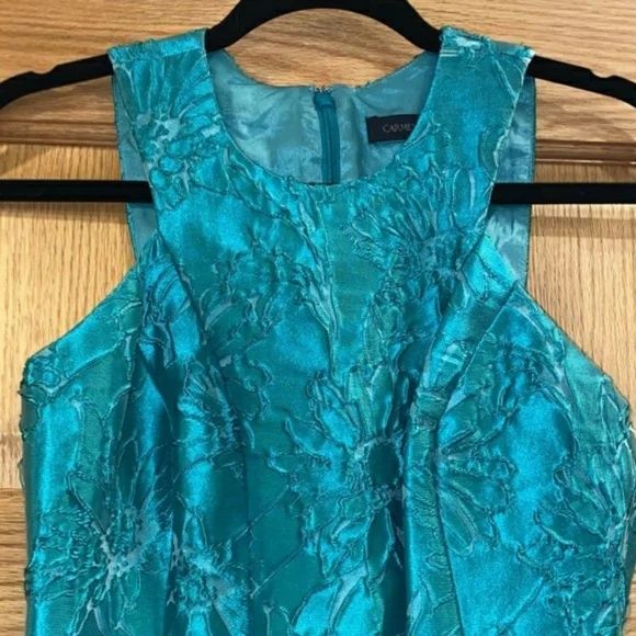 Carmen Marc Valvo Size 2 Satin Green Cocktail Dress on Queenly