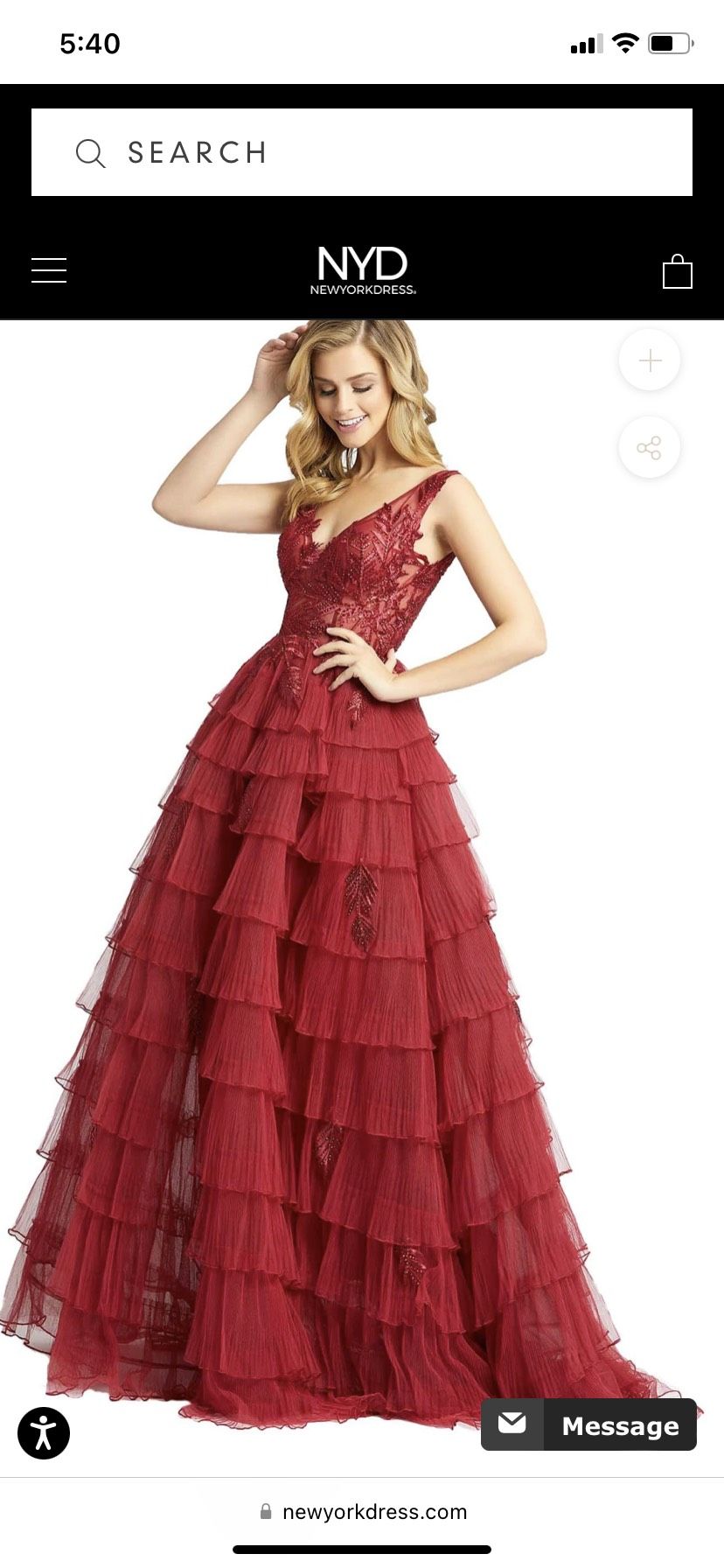 Mac Duggal Size 4 Prom Sheer Red Ball Gown on Queenly