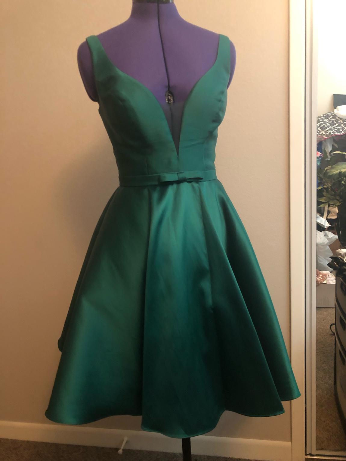 Jovani Size 4 Homecoming Sheer Green Cocktail Dress on Queenly