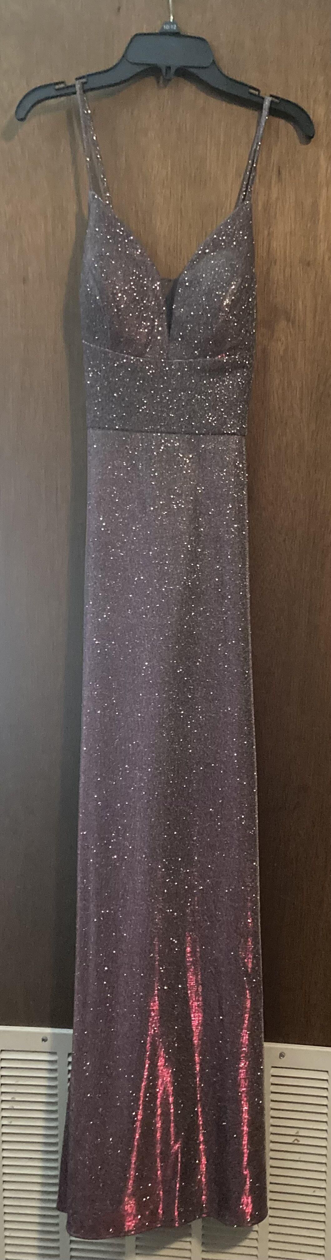 Size 2 Prom Sequined Purple Floor Length Maxi on Queenly