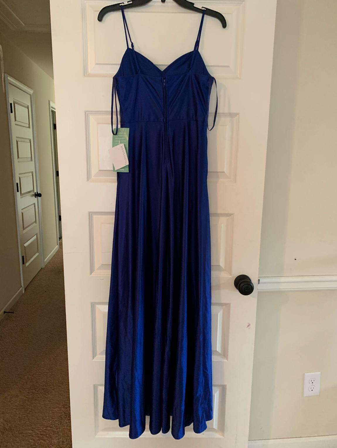 city triangles Girls Size 5 Prom Satin Royal Blue Side Slit Dress on Queenly