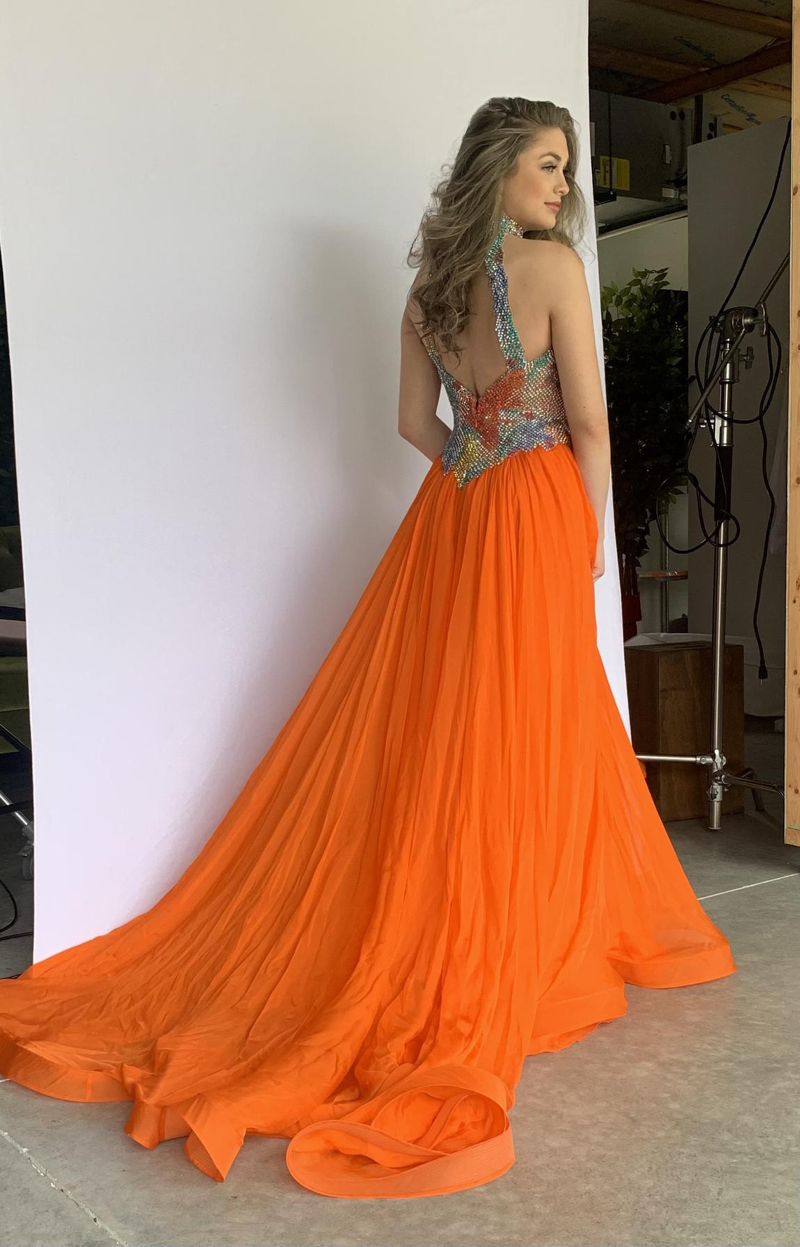 Jovani Couture Size 2 Prom Halter Orange Ball Gown on Queenly
