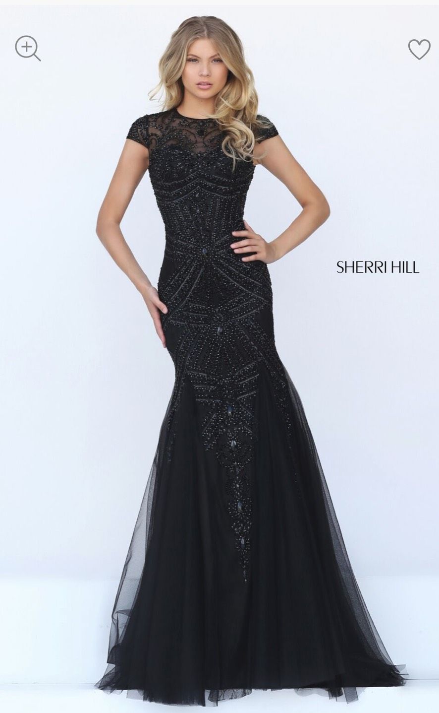 Sherri Hill Size 12 Prom Sheer Navy Black A-line Dress on Queenly