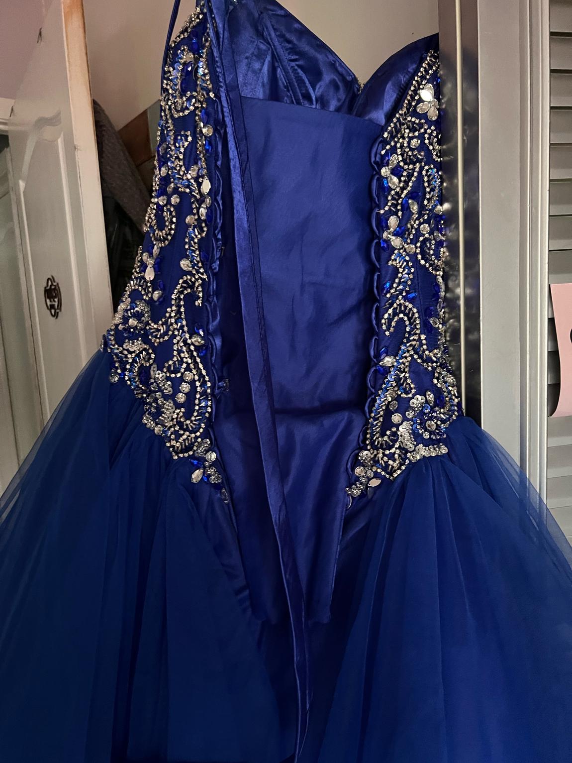 Girls Size 4 Prom Royal Blue Dress With Train on Queenly
