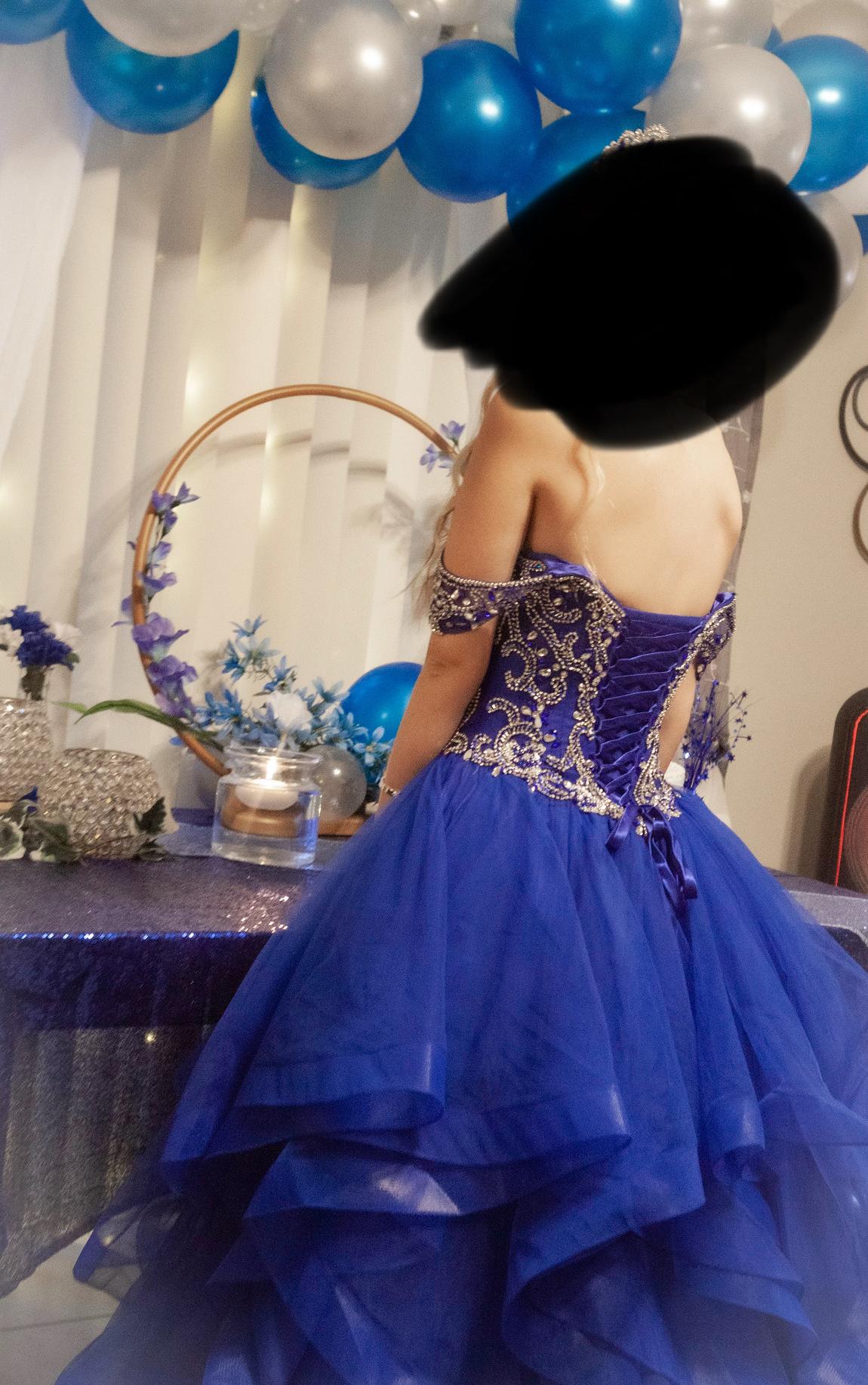 Girls Size 4 Prom Royal Blue Dress With Train on Queenly