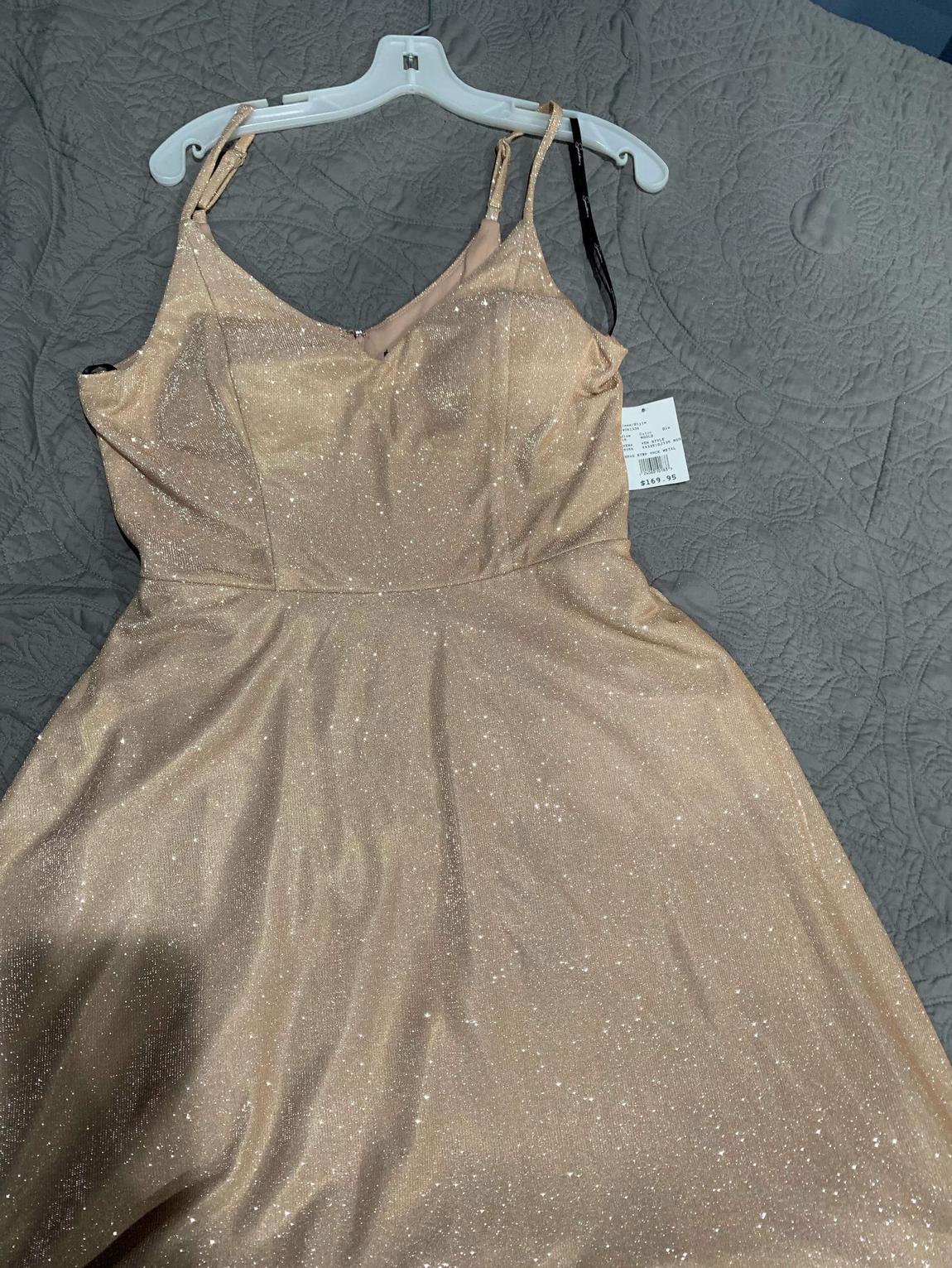 David's Bridal Size 8 Prom Sequined Gold Ball Gown on Queenly