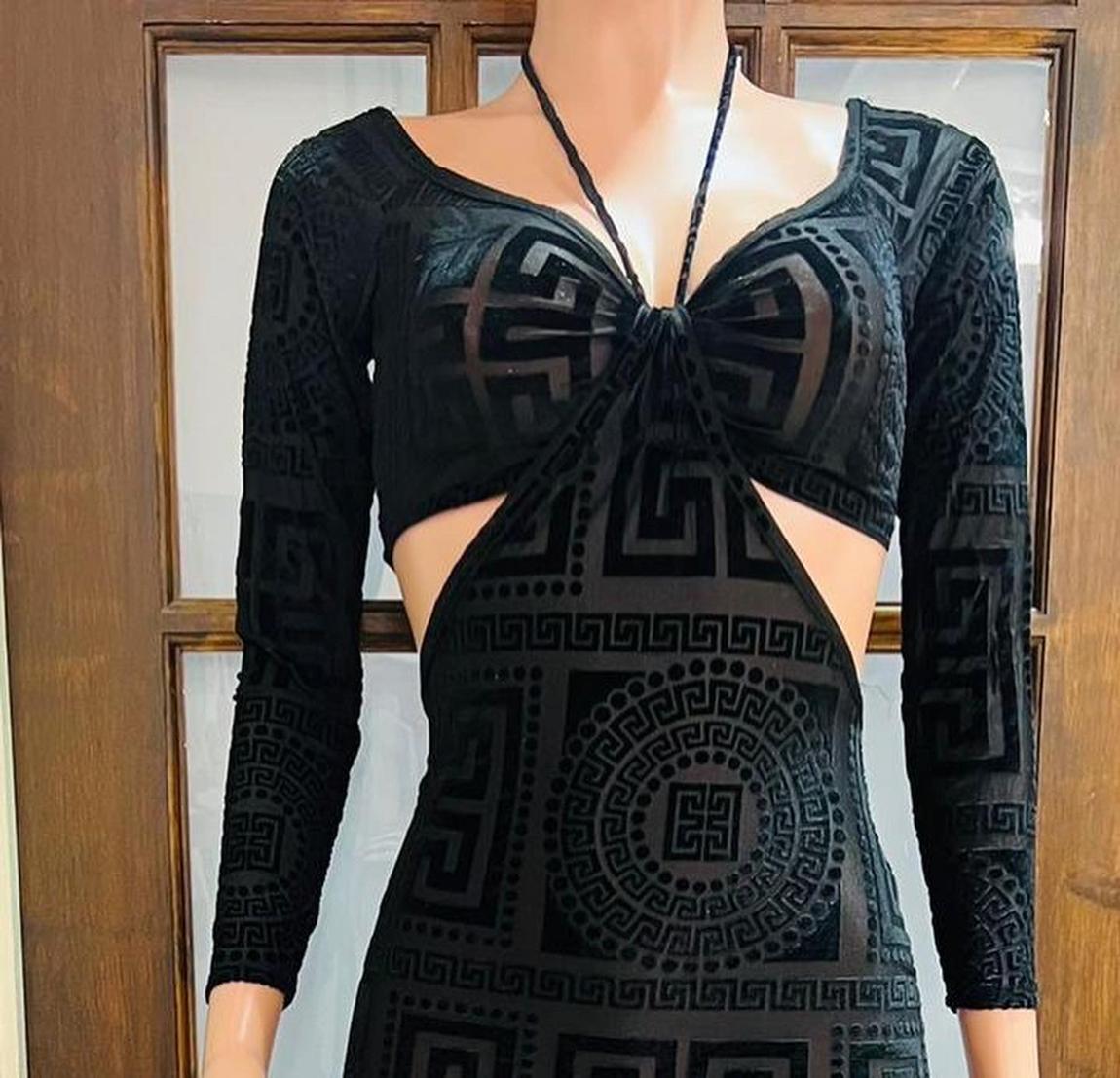 Black Velvet Cut Out Long Sleeve Maxi Dress