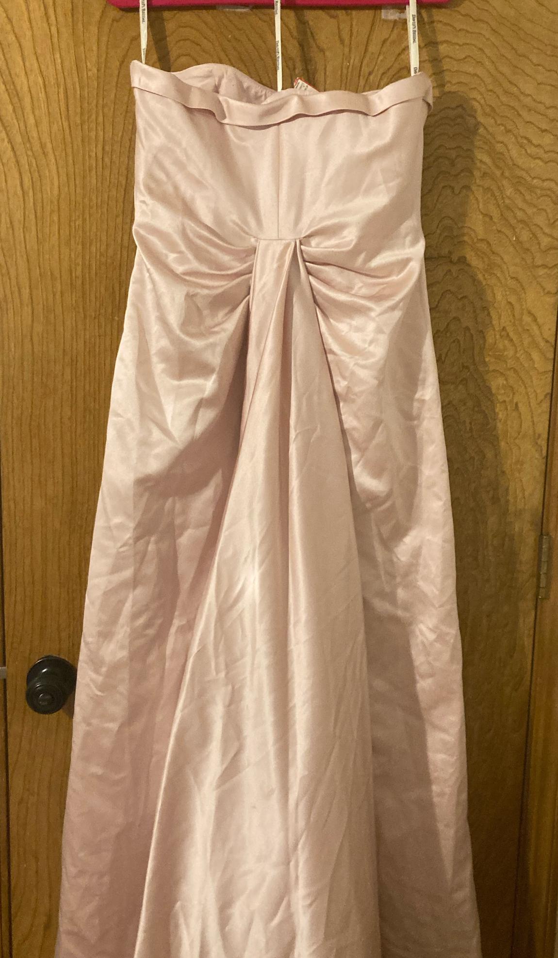 David's Bridal Size 14 Strapless Satin Pink A-line Dress on Queenly