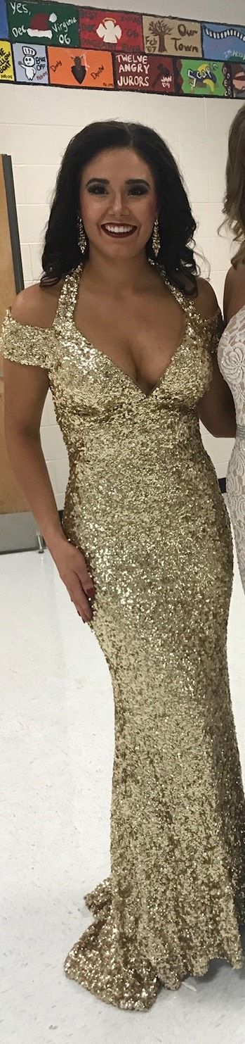 Sherri Hill Size 2 Prom Sequined Gold Mermaid Dress on Queenly