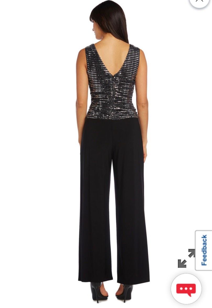 R&M Richards Size 6 Sequined Black Formal Jumpsuit on Queenly