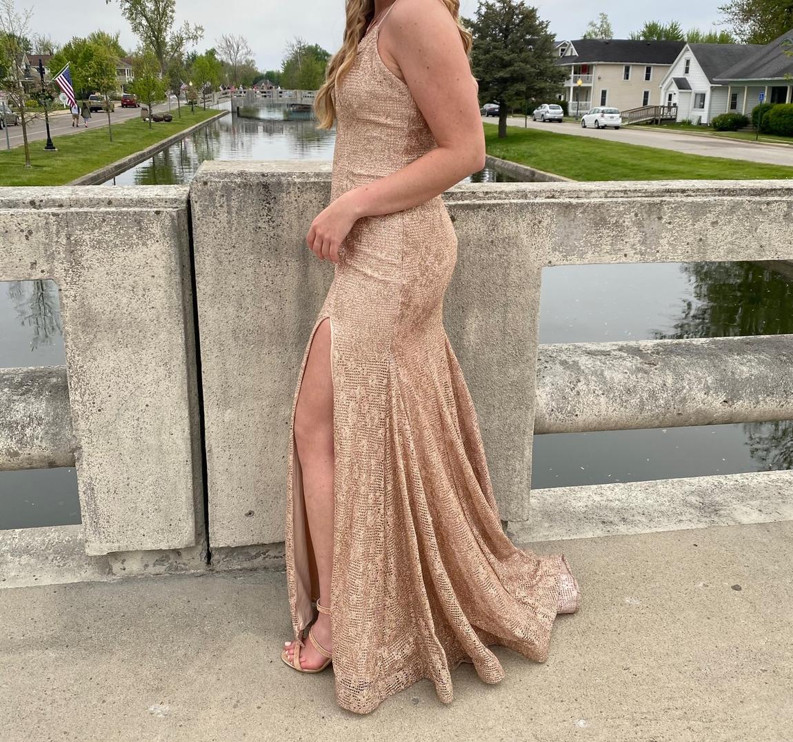 Size 10 Prom Rose Gold Mermaid Dress on Queenly