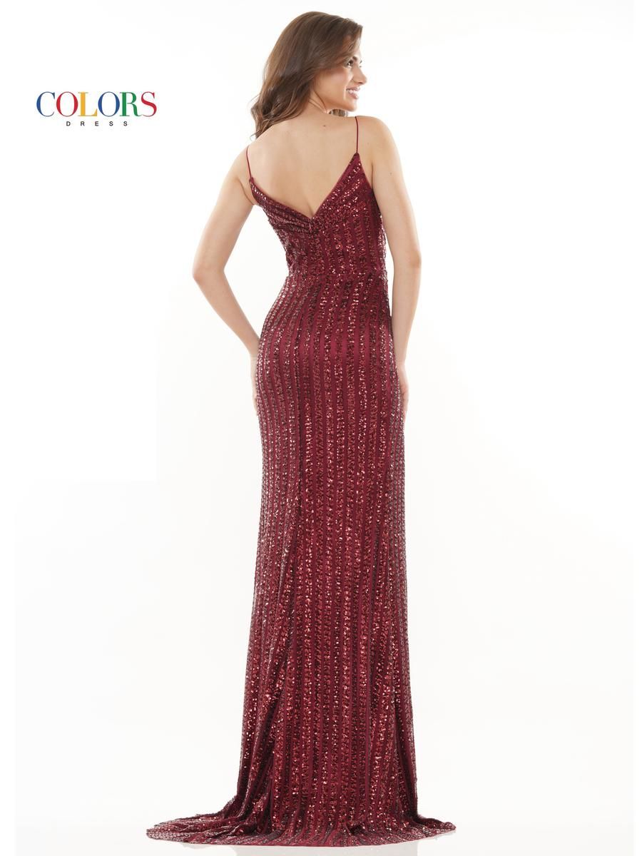 Style 2659 Colors Size 6 Sequined Burgundy Red Side Slit Dress on Queenly