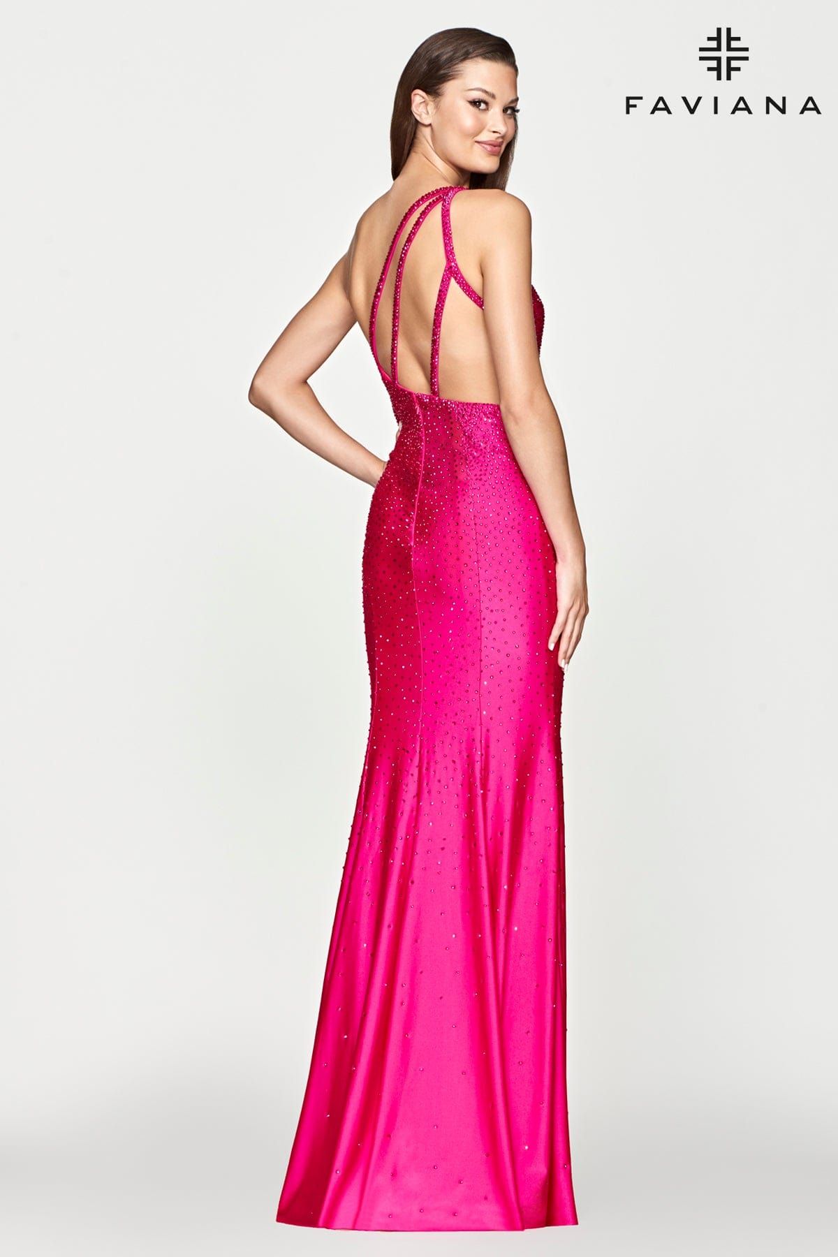 Style S10632 Faviana Size 6 One Shoulder Hot Pink Side Slit Dress on Queenly