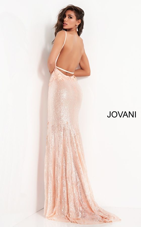 Style 1012 Jovani Size 6 Pageant Sequined Pink Side Slit Dress on Queenly