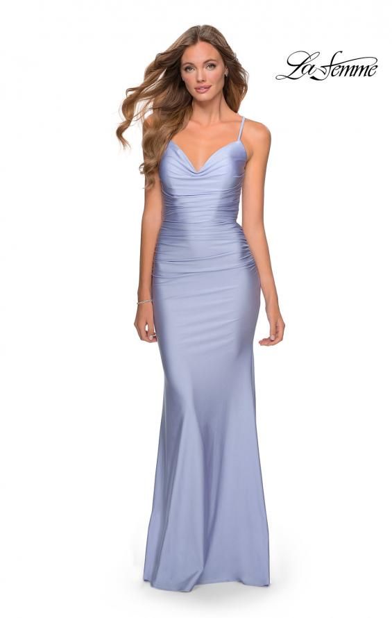 Style 27501 La Femme Size 2 Bridesmaid Light Blue Mermaid Dress on Queenly
