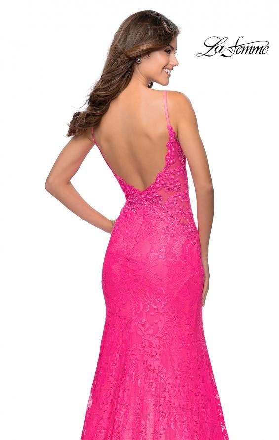 Style 28355 La Femme Size 2 Pageant Lace Pink Mermaid Dress on Queenly