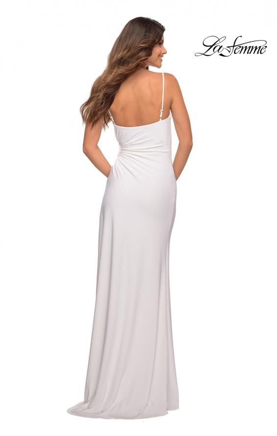 Style 30439 La Femme Size 8 Wedding White Side Slit Dress on Queenly