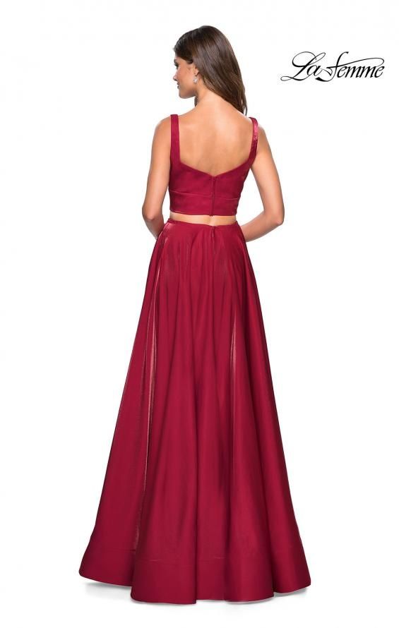 Style 27444 La Femme Plus Size 16 Satin Red A-line Dress on Queenly