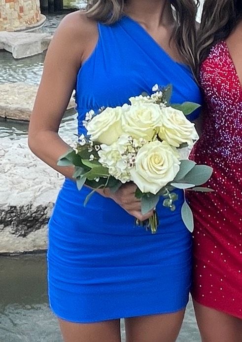 Sherri Hill Size 00 One Shoulder Royal Blue Cocktail Dress on Queenly