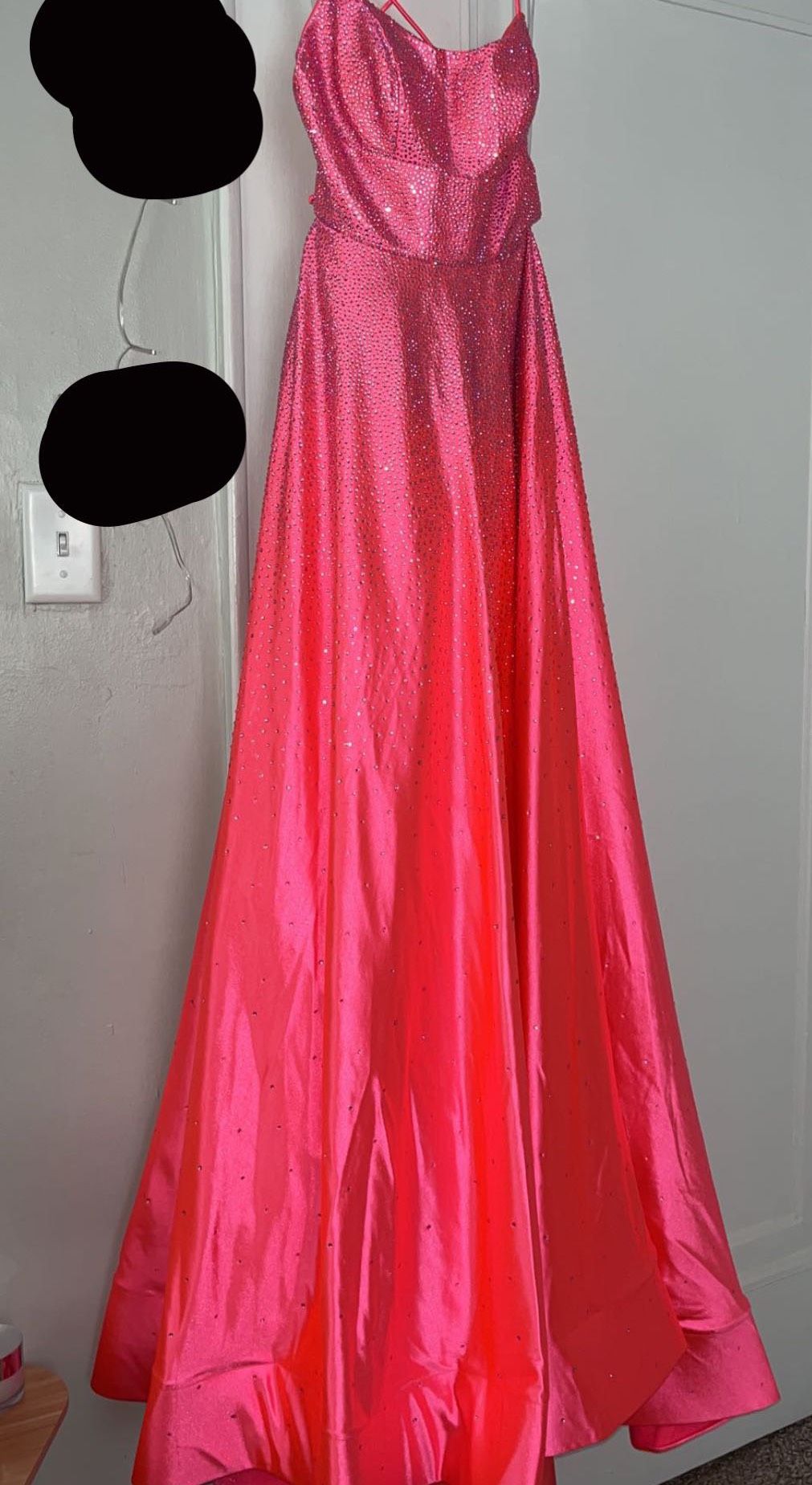 Size 2 Prom Sequined Hot Pink Dress With Train on Queenly
