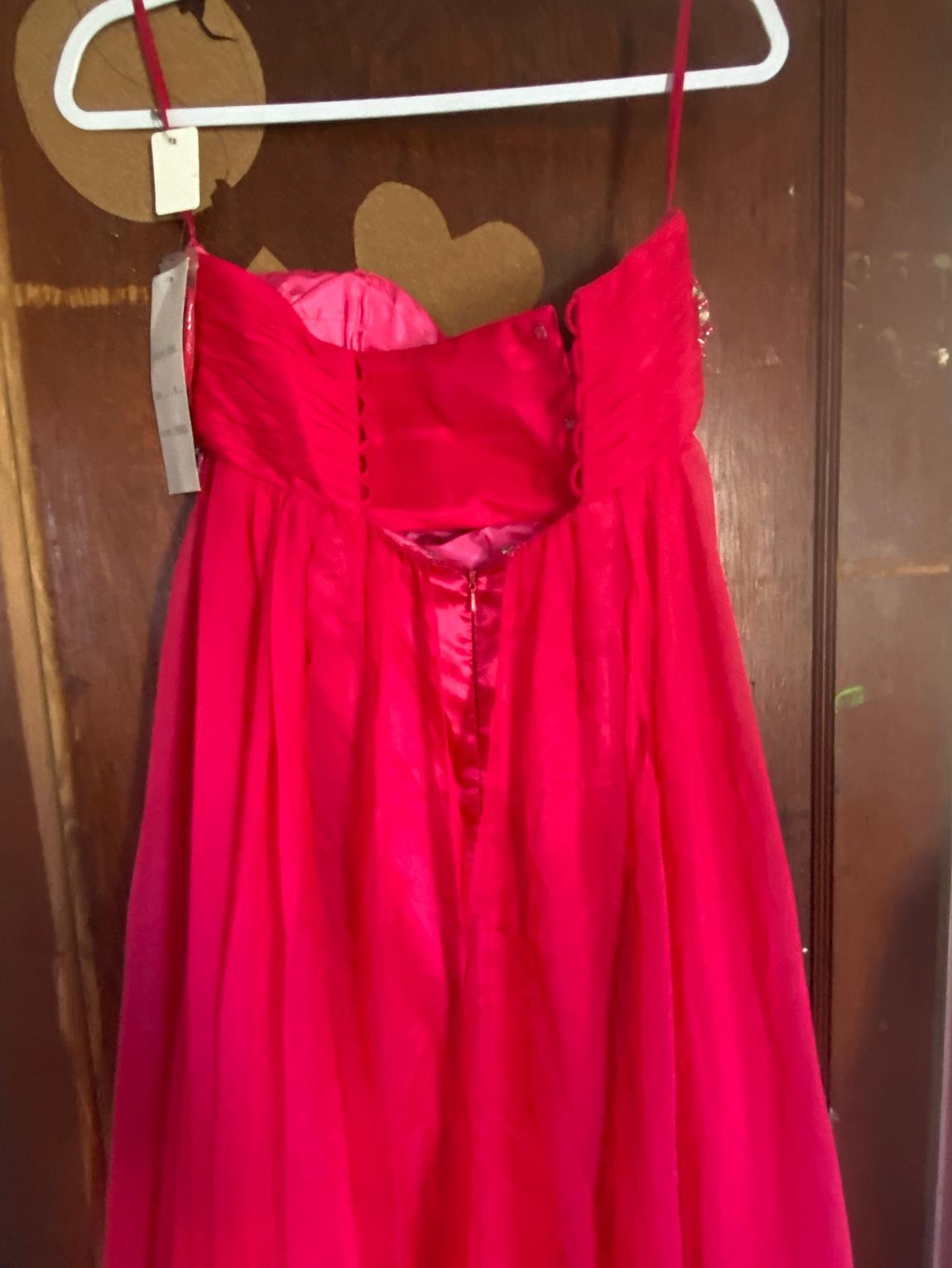 Size 6 Prom Sequined Hot Pink Floor Length Maxi on Queenly