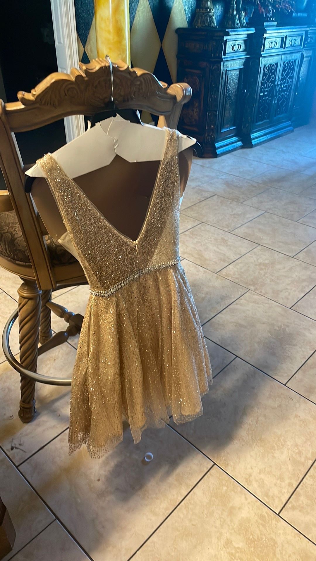 Size 0 Gold A-line Dress on Queenly