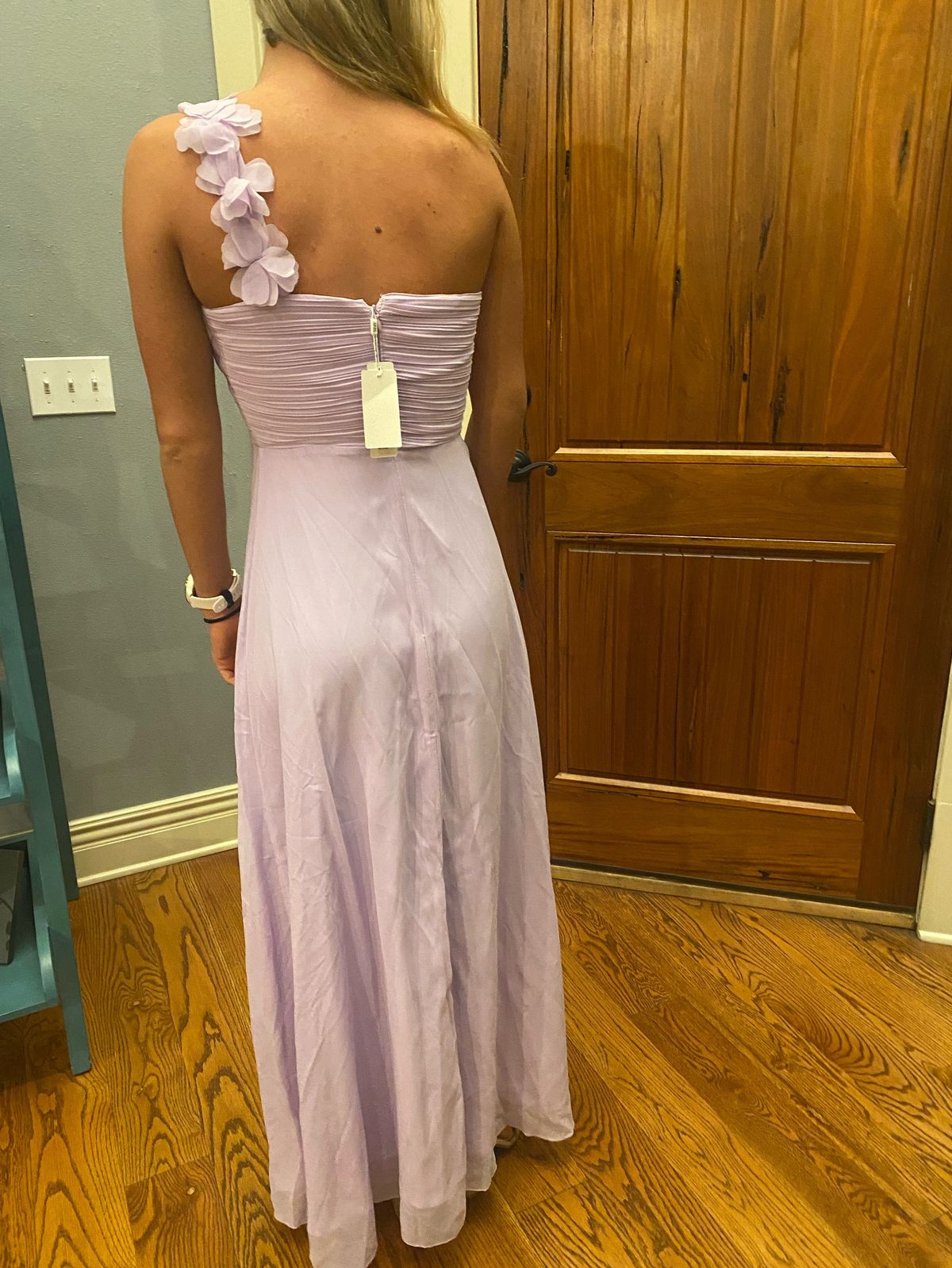 Size 2 Bridesmaid One Shoulder Purple A-line Dress on Queenly