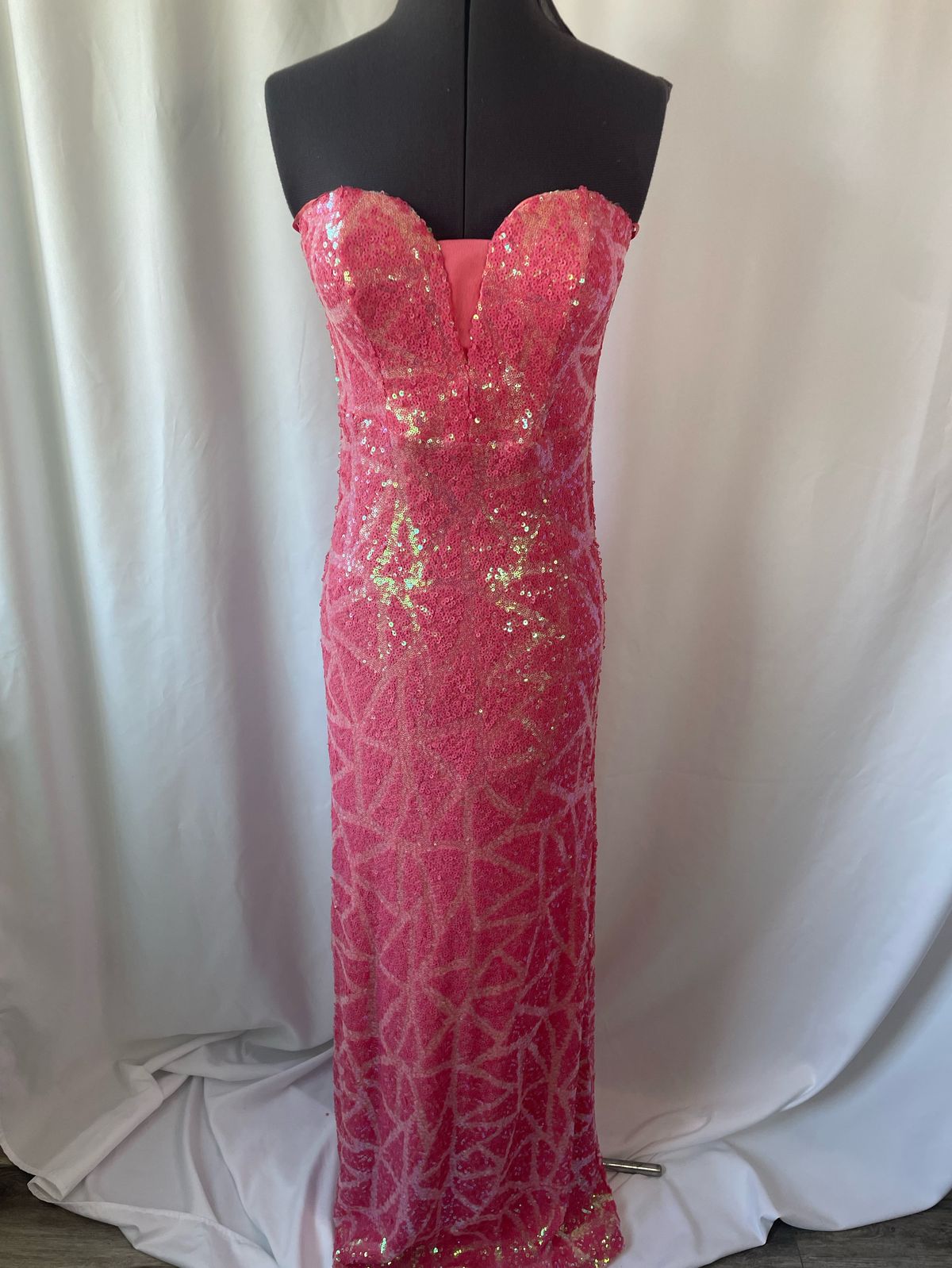 As u wish Size 6 Prom Strapless Sequined Hot Pink Floor Length Maxi on Queenly