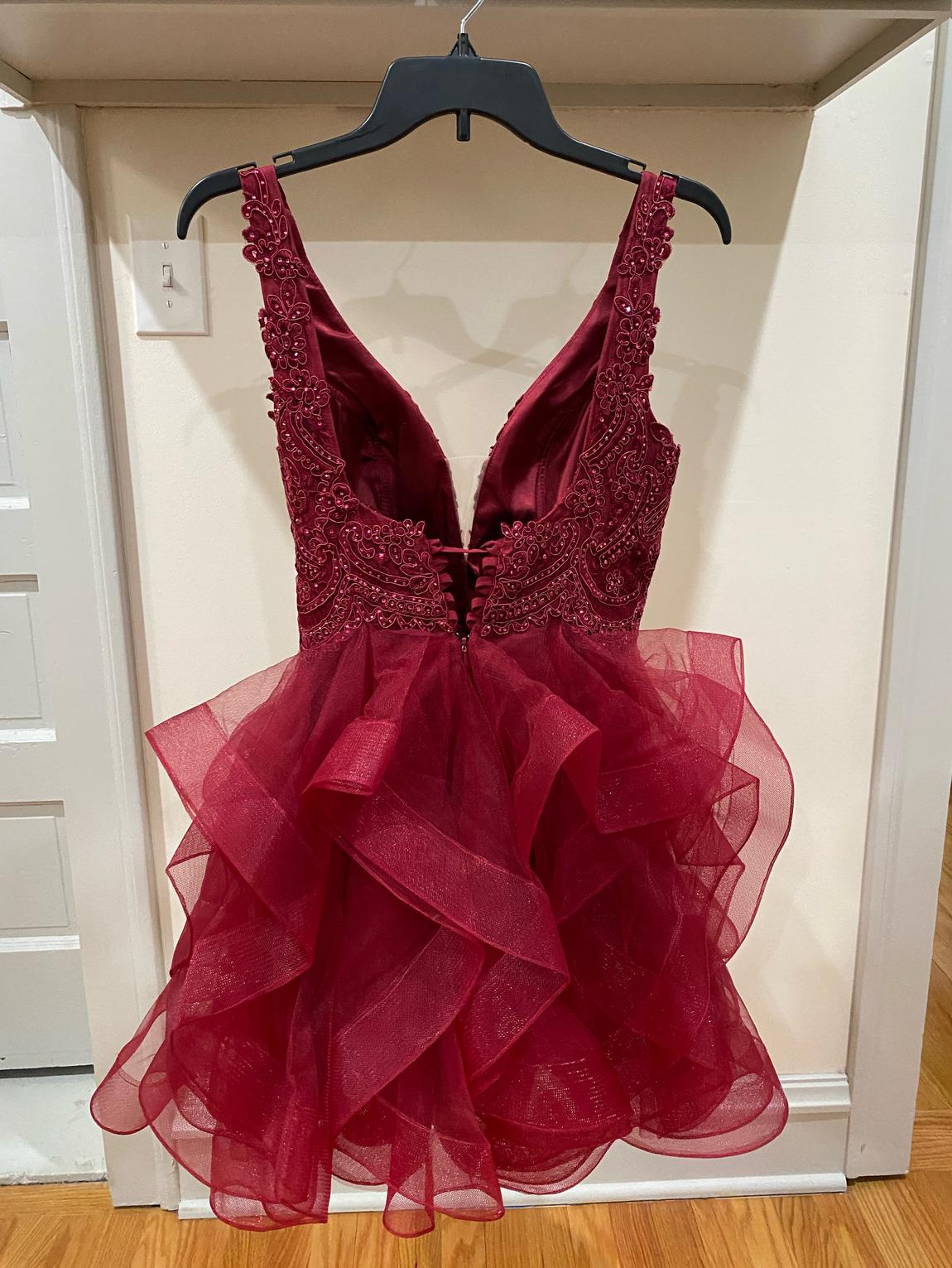 Size 4 Lace Red A-line Dress on Queenly