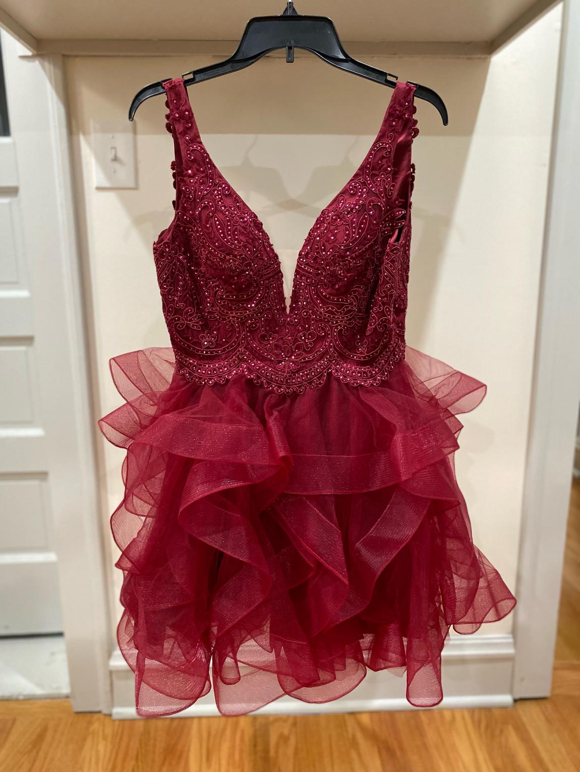 Size 4 Lace Red A-line Dress on Queenly